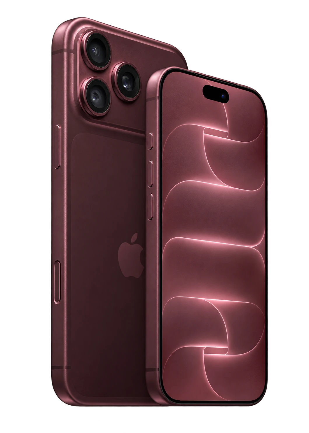 iPhone 18 Pro en color borgoña, imagen referencial sin fondo